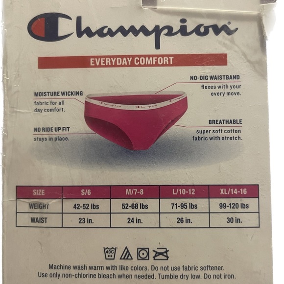 Champion Everyday Comfort 6 Girls Hipsters Cotton Stretch No Rode Up Girls LARGE - Picture 2 of 5